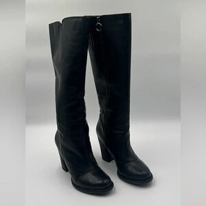 BCBG Generation Knee High Black Block Heel Mob Wife Rocker Boots Women’s Sz 9.5